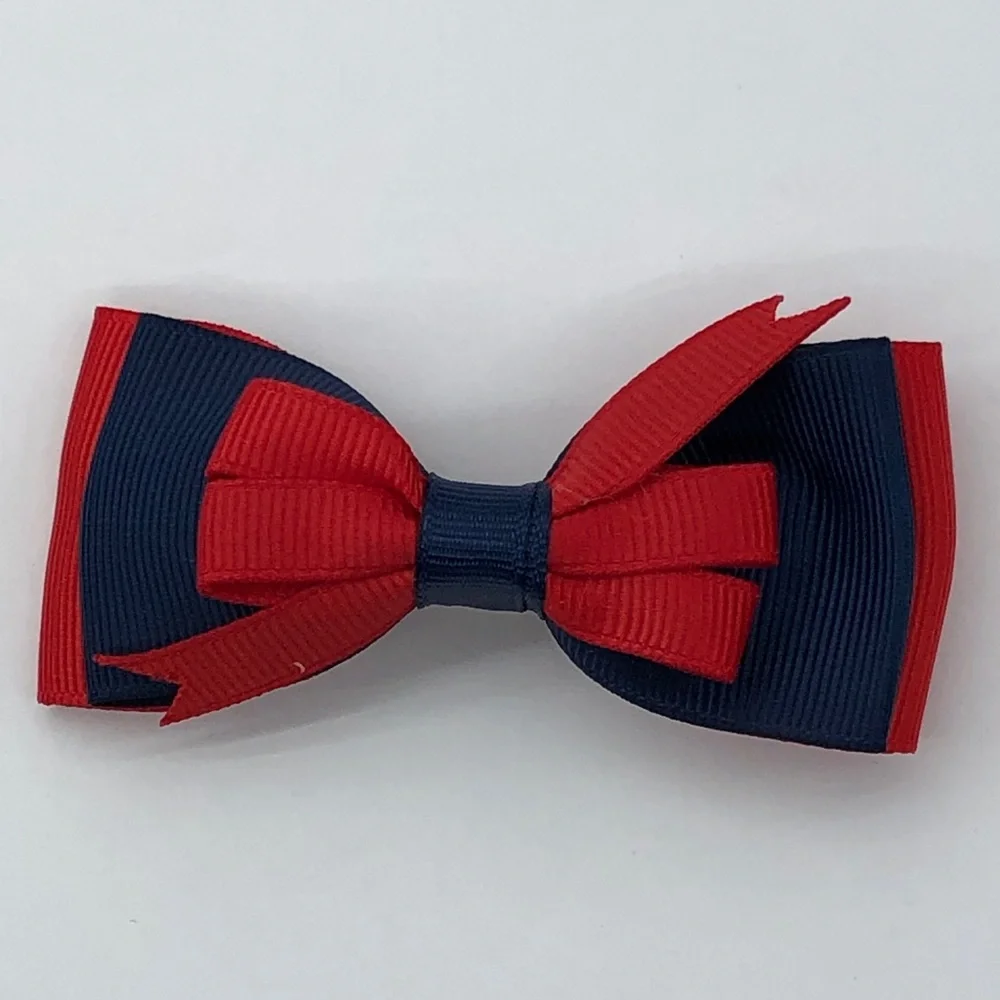 Navy & Red Kids Hair Bows Set - 3 Pack